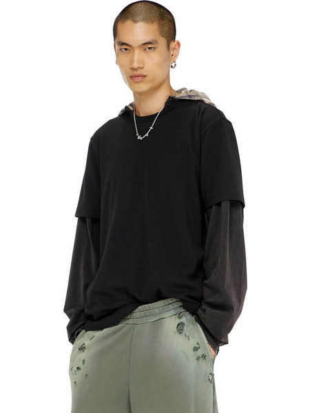Diesel ανδρικό T-shirt με κεντημένο ton-sur-ton λογότυπο Regular Fit - W26A240720CJCU Μαύρο