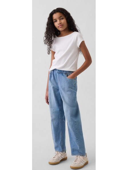 Παιδικό Ψηλόμεσο Τζιν Παντελόνι Barrel Γραμμής Medium wash