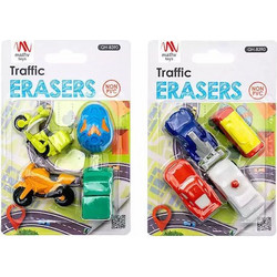 Σετ Γόμες 4τεμ. Fancy Eraser Traffic (2 Σχέδια)