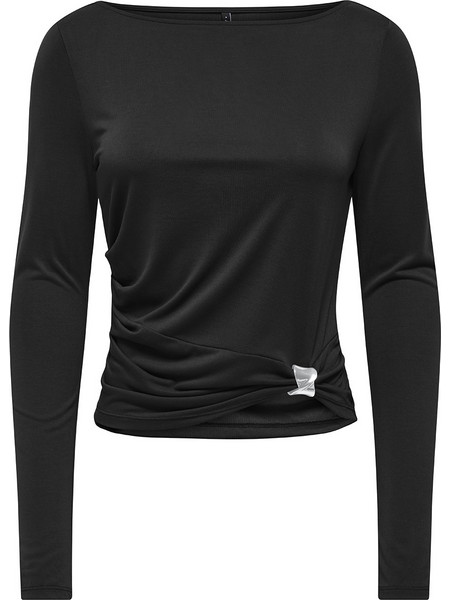 ONLY ONLHANNAH L/S METAL TOP CC JRS 15377136-BlackSilver metal charm Black