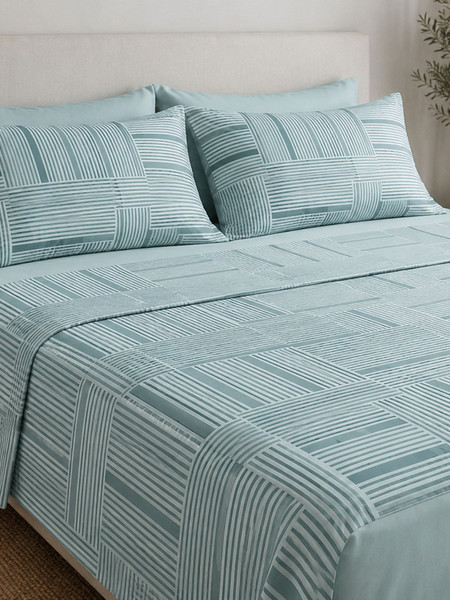 Μαξιλαροθήκη Menta Εμπριμέ 600 Aqua 50x70