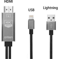 OTN-7519 Καλώδιο HDMI αρσενικό - Lightning αρσενικό / MHL 2m Γκρι