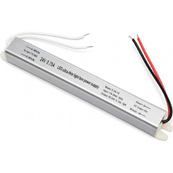VenCore 6614-50004 - Aluminium Ultra Slim Power Supply 18W 24V 0.75A - Τροφοδοτικό Αλουμινίου Εξαιρετικά Λεπτού Προφίλ 230 Volt σε 24 Volt 18 Watt 0.75 Ampere - Μ17.5 x Π2 x Υ2cm
