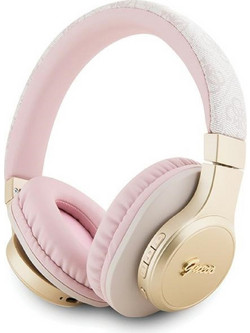 Guess PU 4G Script Ασύρματα Bluetooth Ακουστικά On Ear Ροζ