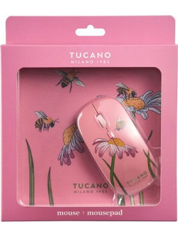 Tucano Σετ Ποντίκι & Mousepad με Σχέδιο Μαργαρίτες & Μέλισσες - Ροζ
