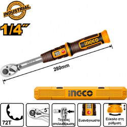 Επαγγελματικό Δυναμόκλειδο Ingco HPTW1425N8 - 1/4'' - 28cm - Εύρος Ροπής 4 - 25Nm HPTW1425N8