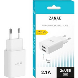 Zanae Φορτιστής χωρίς Καλώδιο με 2 Θύρες USB-A 10W White