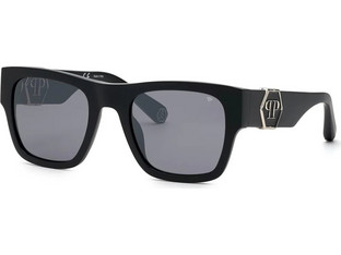 Philipp Plein SPP042M 703X Ανδρικά Γυαλιά Ηλίου Τετράγωνα Κοκάλινα Μαύρα με Μαύρο Polarized Φακό