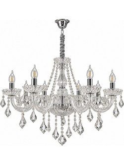 Artekko Chandelier Πολυέλαιος 10φωτος Ε14 με Διάφανο Κρύσταλλο (70x70x100)cm