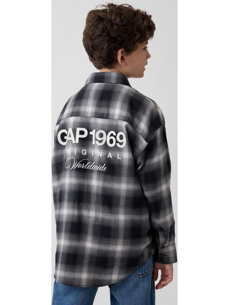 Παιδικό Πουκάμισο Oversized BLACK PLAID