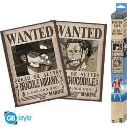 One Piece - Wanted Mihawk & Crocodile Poster Set (2 Posters, 52 x 38 cm)