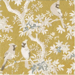 Xαρτοπετσέτες Luncheon Scenic Songbirds Gold/Ivory 16.5x16.5cm Caspari (20 Tεμάχια)