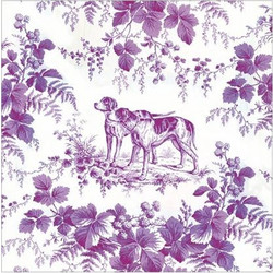 Xαρτοπετσέτες Cocktail Aubergine Hunting Toile 12.5x12.5cm Caspari (20 Tεμάχια)