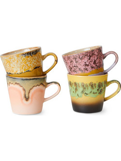 Κούπες κεραμικές (σετ 4 τεμ.) HKliving 70s Americano Radiant 11,5 x 8,5 x 8 cm/270 ml