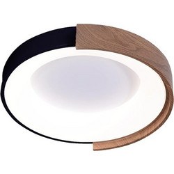 ΦΩΤΙΣΤΙΚΟ ΟΡΟΦΗΣ ΜΕΤΑΛΛΟ LED 32W 3200Lm 3CCT (3000Κ-4000K-6500K) Φ500mm ΜΑΥΡΟ-ΞΥΛΟ ARTE ILLUMINA YORU 144-51066 - Eurolamp