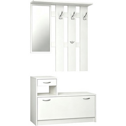 Έπιπλο εισόδου Jentia pakoworld με καθρέπτη λευκό MDF 100x24x186εκ