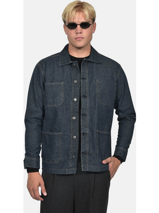 Berto Lucci Ανδρικό Πουκάμισο Τζιν Normal Fit Overshirt Μαύρο