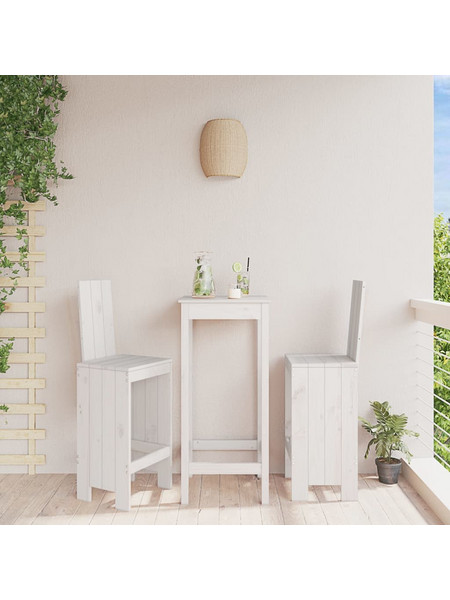 vidaXL Σκαμπό Μπαρ 2 τεμ. Λευκά 40 x 42 x 120 εκ. Μασίφ Ξύλο Πεύκου
