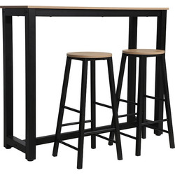 Σετ τραπέζι μπαρ Marle pakoworld 3τμχ sonoma-μαύρο πόδι 120x40x100εκ * 225-000015