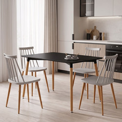 Τραπεζαρία Aurora λευκό Natali μαύρο 120x80x76εκ Σετ 5τεμ