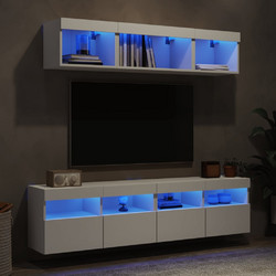 vidaXL Έπιπλα Τοίχου Τηλεόρασης 5 τεμ LED από Επεξεργασμένο Ξύλο 80x30x40 - Λευκό