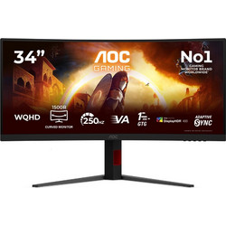 AOC CU34G4ZCA Ultrawide VA HDR Curved Gaming Monitor 34" 3440x1440 (UWQHD 3.4Κ) 250Hz 1ms