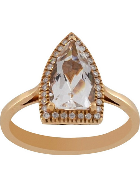 Δαχτυλίδι ροζ χρυσό 18 καράτια με μπριγιάν 0.12ct και quartz 1.54ct