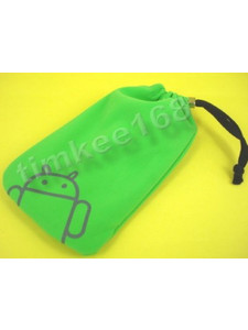 Θήκη - Suede Pouch - για μεγάλα κινητά Android με κορδονάκι σε πράσινο ανοιχτό χρώμα