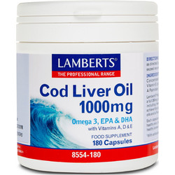 Lamberts Cod Liver Oil Μουρουνέλαιο 1000mg 180 Κάψουλες