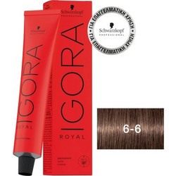 Schwarzkopf Igora Royal 6-6 Ξανθό Σκούρο Μαρόν Μόνιμη Βαφή Μαλλιών 60ml