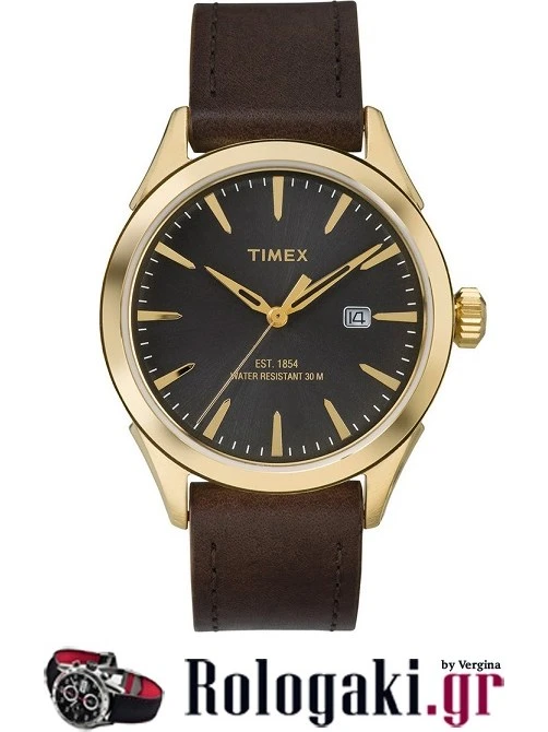 Timex Style Elevated Gold Blue Leather Strap TW2P77500 BestPrice.gr