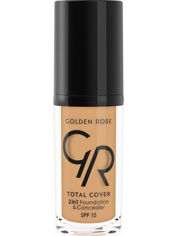Golden Rose Total Cover 2 In 1 & Concealer 14 Honey Liquid Foundation SPF15 30ml