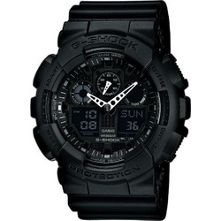 Casio G-Shock Ανδρικό Ρολόι Χρονογράφος με Μαύρο Καουτσούκ Λουράκι GA-100-1A1ER