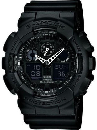 Casio G-Shock Ανδρικό Ρολόι Χρονογράφος με Μαύρο Καουτσούκ Λουράκι GA-100-1A1ER