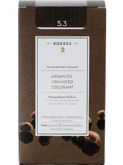 Korres Argan Oil Advanced Colorant 5.3 Καστανό Ανοιχτό Μελί Μόνιμη Βαφή Μαλλιών Χωρίς Αμμωνία 50ml