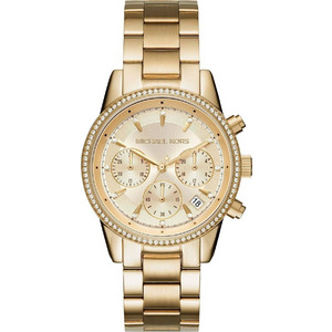 Michael Kors Ritz Γυναικείο Ρολόι Χρονογράφος με Χρυσό Μεταλλικό Μπρασελέ MK6356