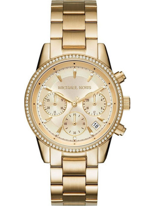 Michael Kors Ritz Γυναικείο Ρολόι Χρονογράφος με Χρυσό Μεταλλικό Μπρασελέ MK6356