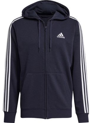 Adidas Essentials Ανδρική Ζακέτα Fleece με Κουκούλα και Φερμουάρ Navy Μπλε GK9053