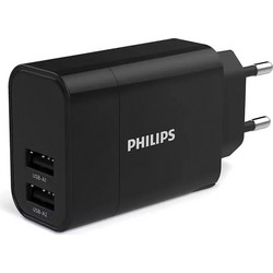 Philips Φορτιστής Χωρίς Καλώδιο με 2 Θύρες USB-A 17W Black