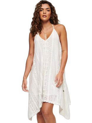 Superdry Midi Καλοκαιρινό Καθημερινό Φόρεμα Λευκό W8011436A-71D