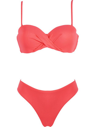 Gsecret Bikini Set με Ενίσχυση Ψηλόμεσο Κοραλί L2323-23150
