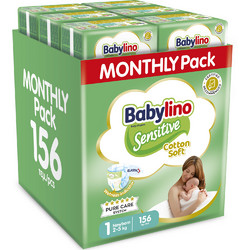 Babylino Sensitive Cotton Soft Monthly Pack Πάνες No1 2-5kg 156τμχ