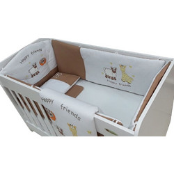 Beboulino Happy Friends Σετ Κούνιας 65x110cm White/Brown 6τμχ 70013130060