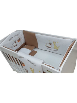 Beboulino Happy Friends Σετ Κούνιας 65x110cm White/Brown 6τμχ 70013130060