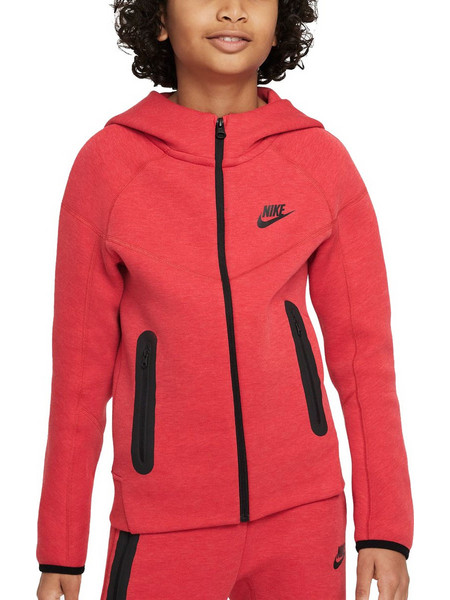 Nike Tech Fleece Παιδική Ζακέτα Φούτερ με Κουκούλα και Φερμουάρ Κόκκινη FD3285-672