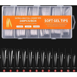 Soft Gel Extra Long XL Orange Stiletto Tips Νυχιών 240τμχ