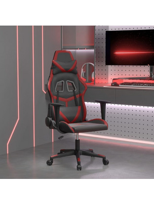 vidaXL Καρέκλα Gaming Δερματίνης με Ρυθμιζόμενα Μπράτσα Μαύρη Μπορντό 3143672
