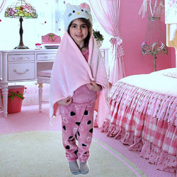 Morven Kitty 2149 Κουβέρτα Αγκαλιάς με Κουκούλα Fleece 80x125 Λευκή Ροζ