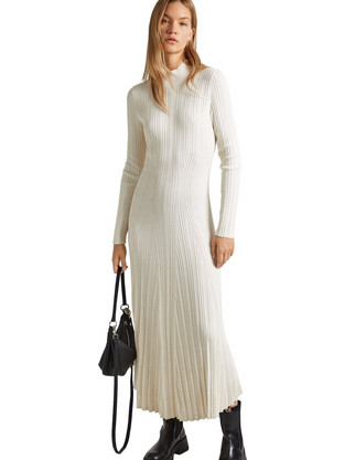 Pepe Jeans Faith Midi Καθημερινό Φόρεμα Ριπ Λευκό PL953448-808