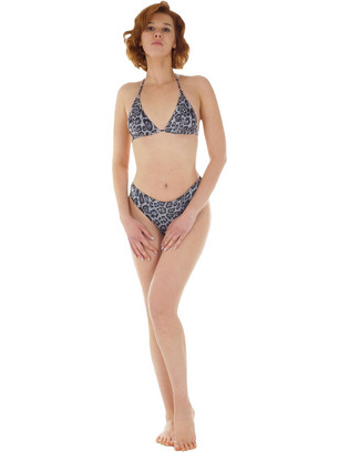 Gsecret Bikini Set Τριγωνάκι Ψηλόμεσο String Animal Print Ανθρακί C9359-26896